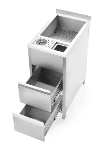 Product photo BOSTON CADDY Professional Bartender Workstation Module with Ice Well, Shaker Rinser and Cargo Storage 400x650x900 mm 2